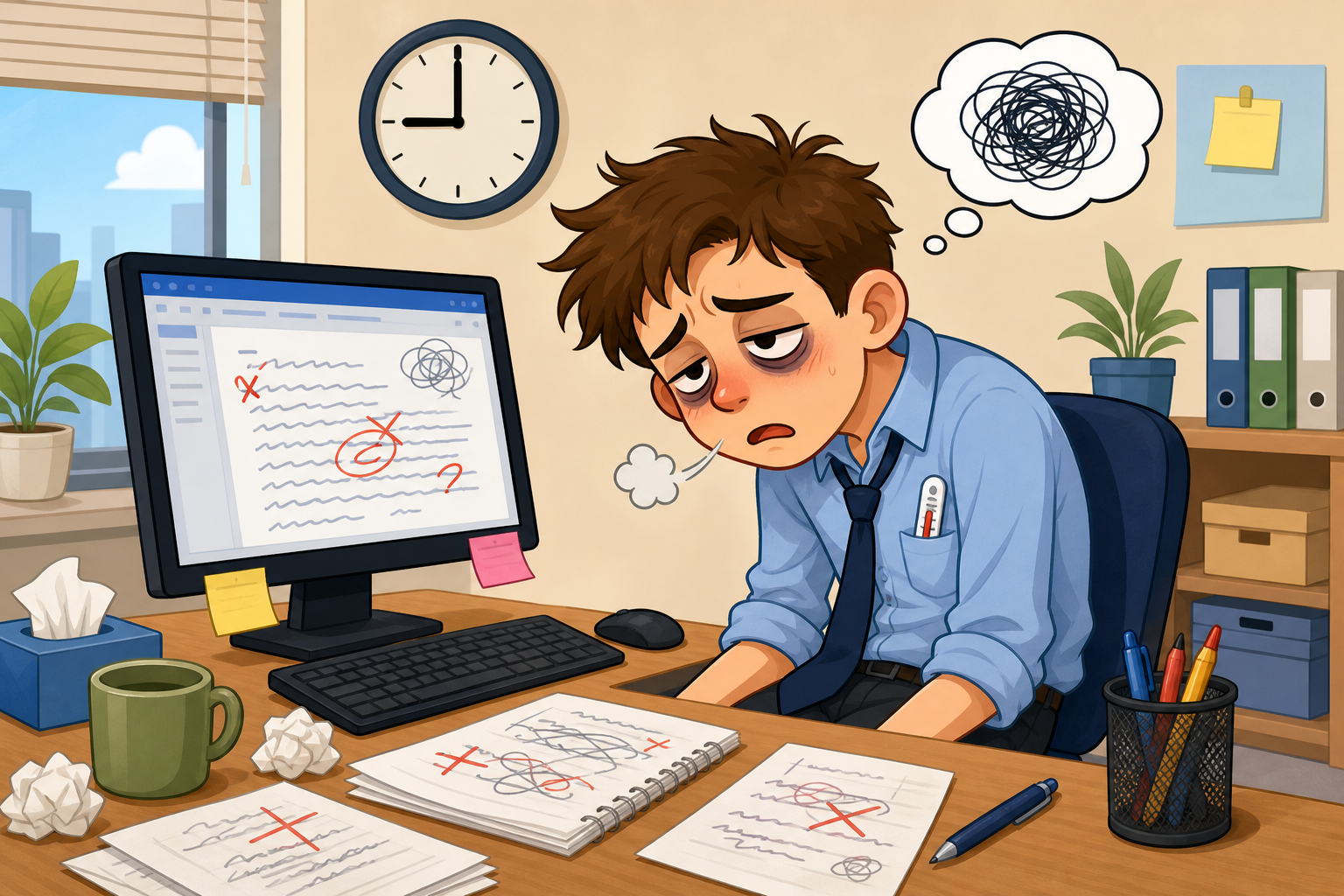 Presenteeism is when you're physically at work but too sick or tired to be productive. You might be there, but your mind is elsewhere, leading to mistakes and low output.