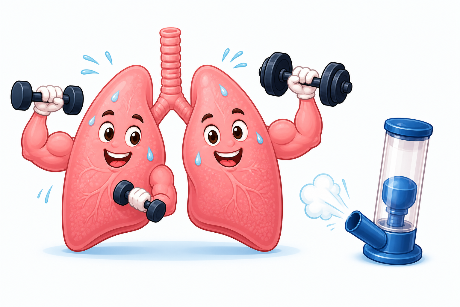 Inspiratory Muscle Training is like weightlifting for your lungs, using a special device to make your breathing muscles stronger.