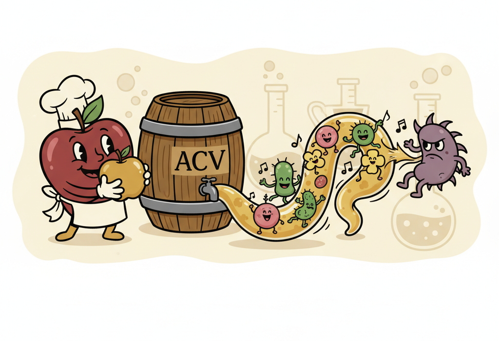 Illustration for How Apple Cider Vinegar Actually Affects Your Gut Microbiome