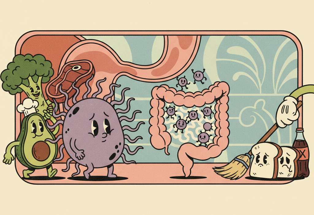 Illustration for How a Low-Carb Diet Actually Changes Your Gut Microbiome