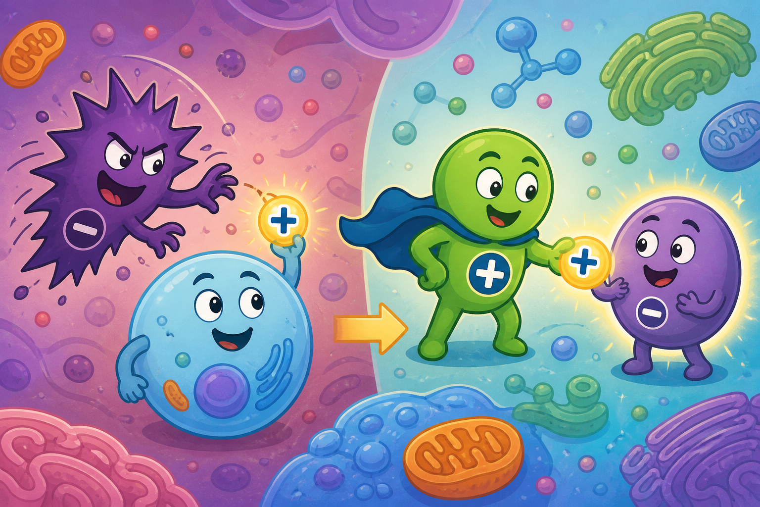 Free radicals are unstable molecules that steal electrons from healthy cells, causing damage. Antioxidants donate an electron to free radicals, stopping the damage.