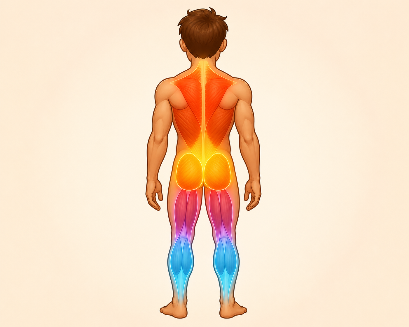 The posterior chain refers to the strong muscles running along the entire back of your body. Strengthening these muscles helps support your spine and improve posture.