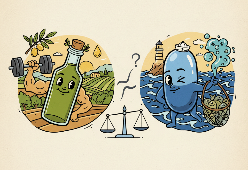 Illustration for Olive Oil vs. Fish Oil: What the Latest Science Actually Shows
