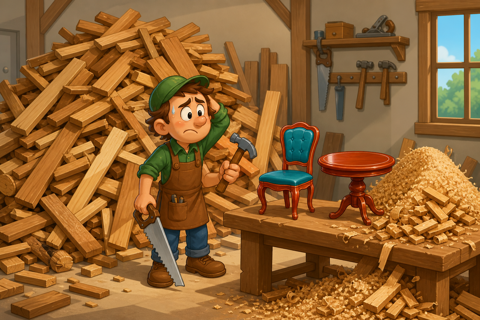 This illustration shows how your body (the carpenter) tries to convert ALA from chia seeds (raw lumber) into useful EPA and DHA (finished furniture). However, the conversion process is very inefficient, meaning much of the ALA is wasted.