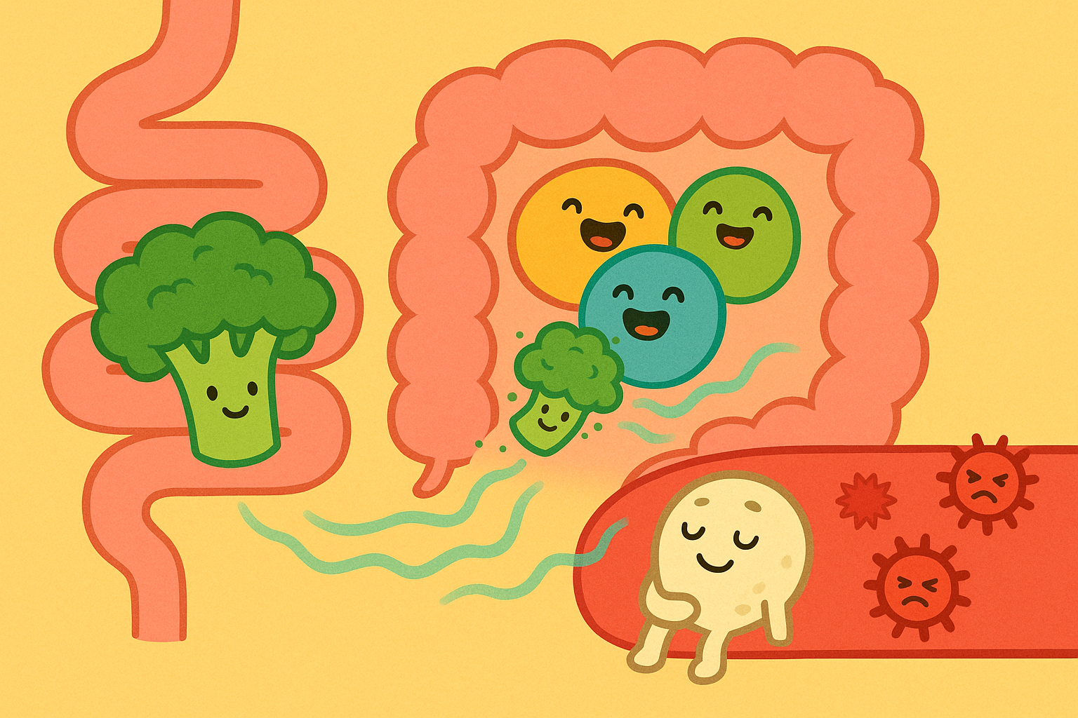 When you eat fiber, gut bacteria digest it and produce special fatty acids. These fatty acids signal your immune system to calm down, which helps lower inflammation in your body.