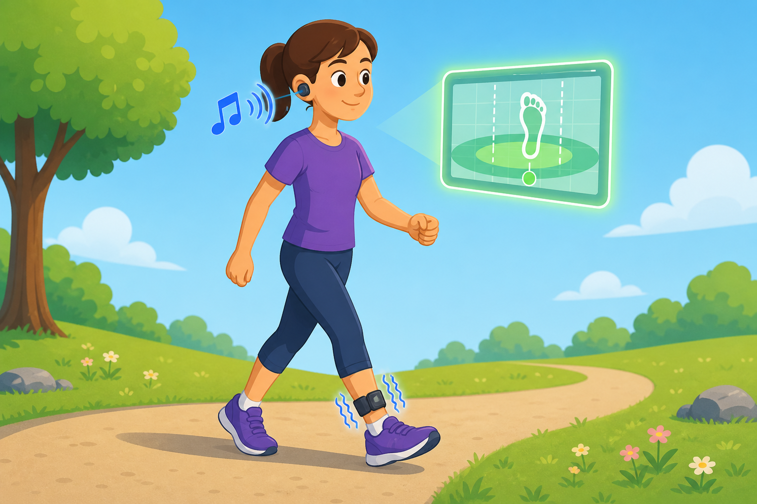 Biofeedback uses visual cues (like a screen), auditory cues (like sounds), and haptic cues (like vibrations) to help you adjust your movements in real-time.