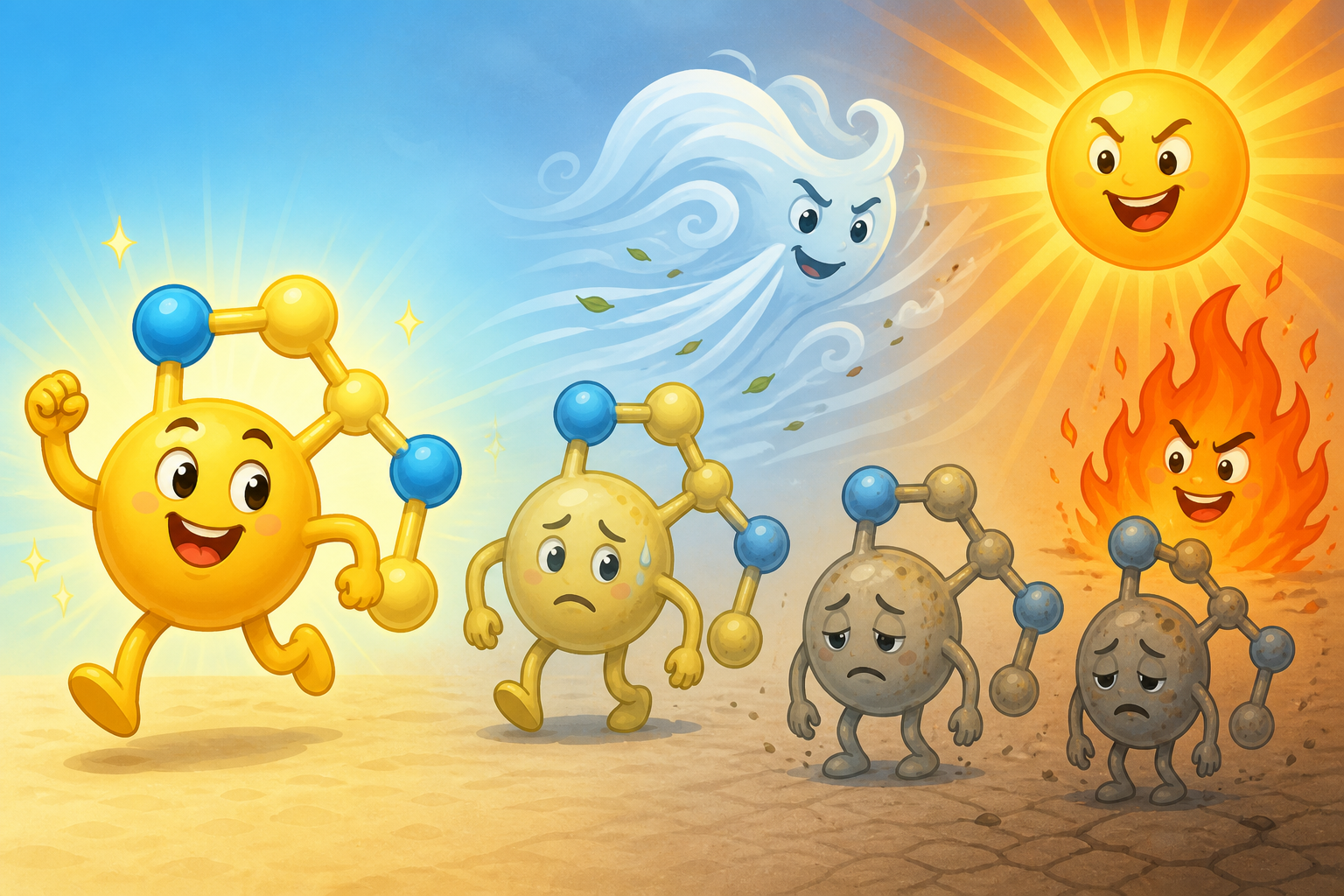 Omega-3 fats are delicate! This image shows how they can spoil (oxidize) and lose their benefits when exposed to things like heat, light, and air.